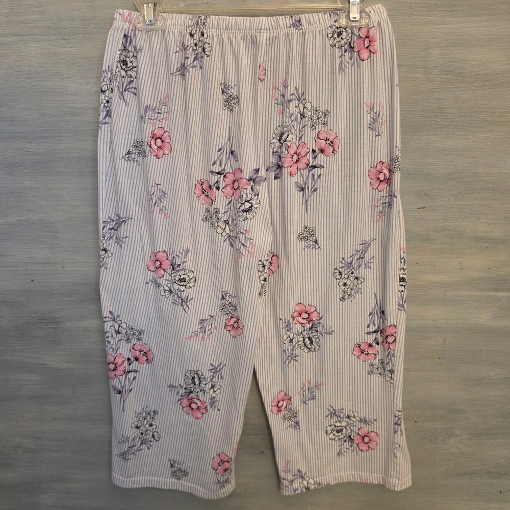 Vintage Laura Ashley 60% Cotton Floral Striped Pajama Sleepwear Set Medium GC - Picture 13 of 14